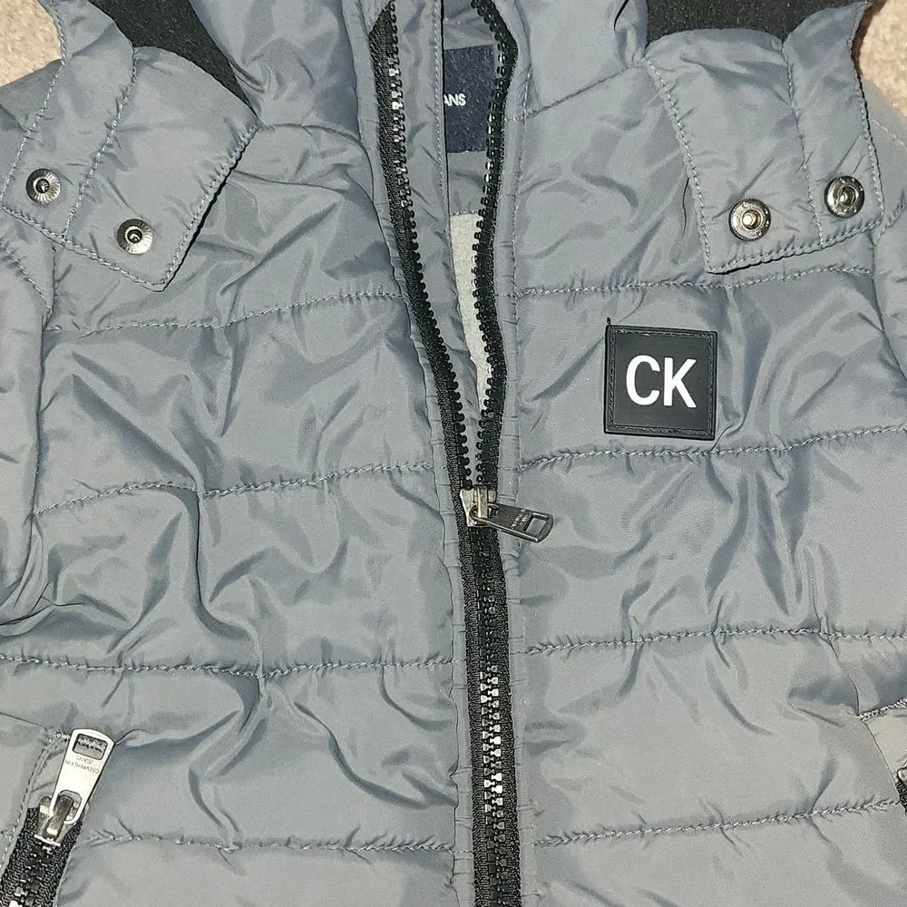 Calvin Klein Boys Hooded Puffer Jacket Size 3T Gray/Black Winter